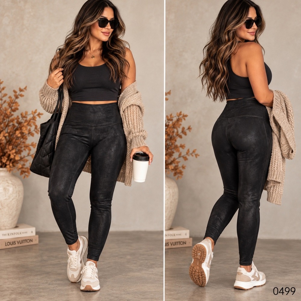 Spanx Faux Leather Leggings Black High Waisted Petite Large 0499